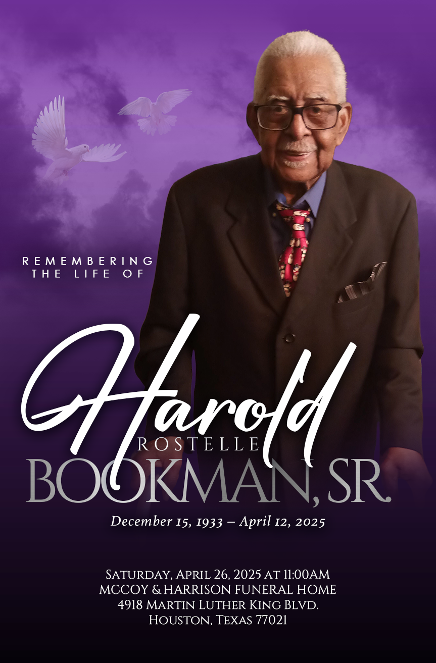HAROLD BOOKMAN SR. 1933 – 2025 HAROLD BOOKMAN SR. 1933 – 2025