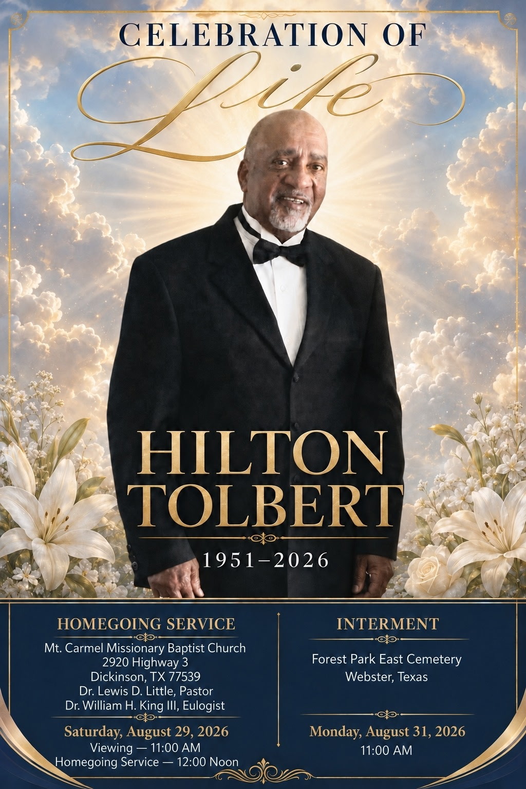 HILTON TOLBERT 1951 – 2026